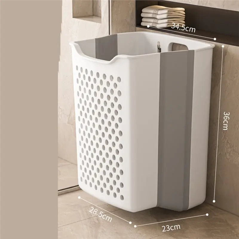 Fresh Foldable Laundry Basket Portable Handheld Dir Clothes Storage Basket Wall Mounted Home Use - view 6