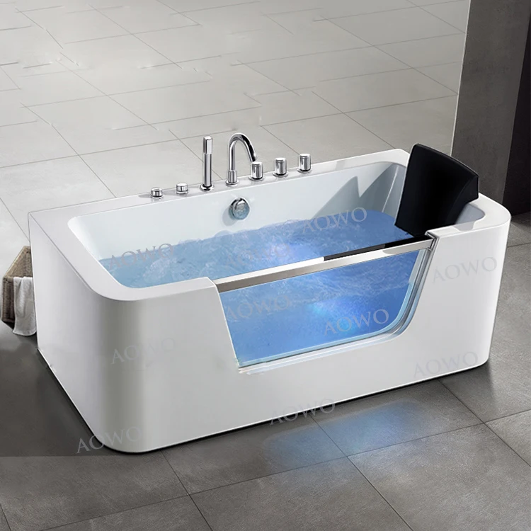 Cheap Single Hydromassage whirlpool Tubs High Quality Modern Bathtub Spas with clear Glass Panel with Bubble Bath Thermostatic
