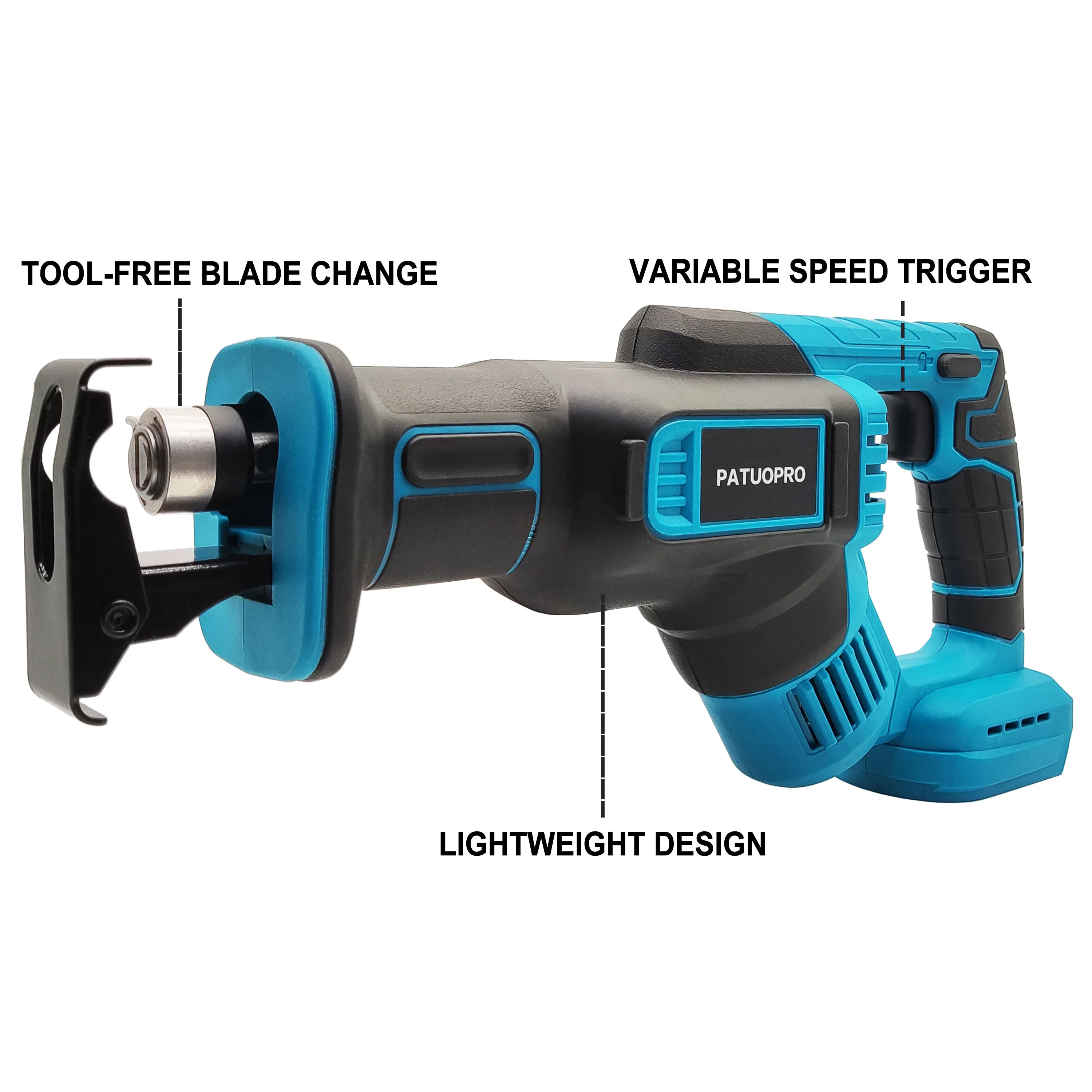 Cordless Reciprocating Saw Power Saw for Wood / Metal Cutting with 4pcs Blades fit Makita 18v Battery(No Battery)