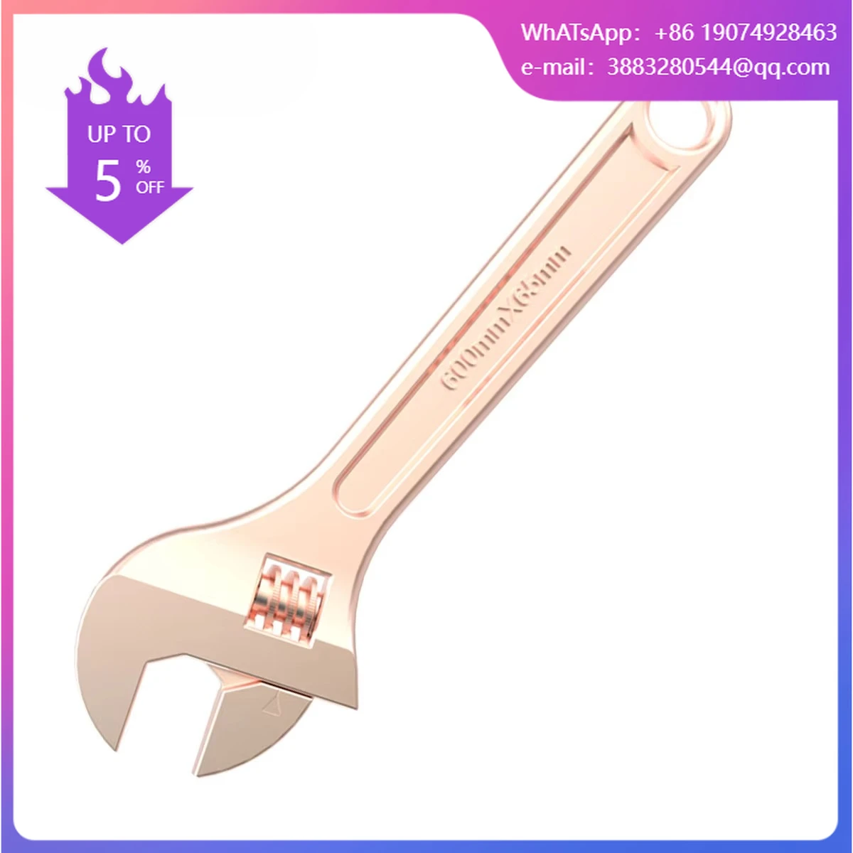 

LAOA Beryllium Bronze Explosion-Proof Activity Wrench With Scale Open-End Wrench 6-24 Inches Available Safety Non-Sparking Tools