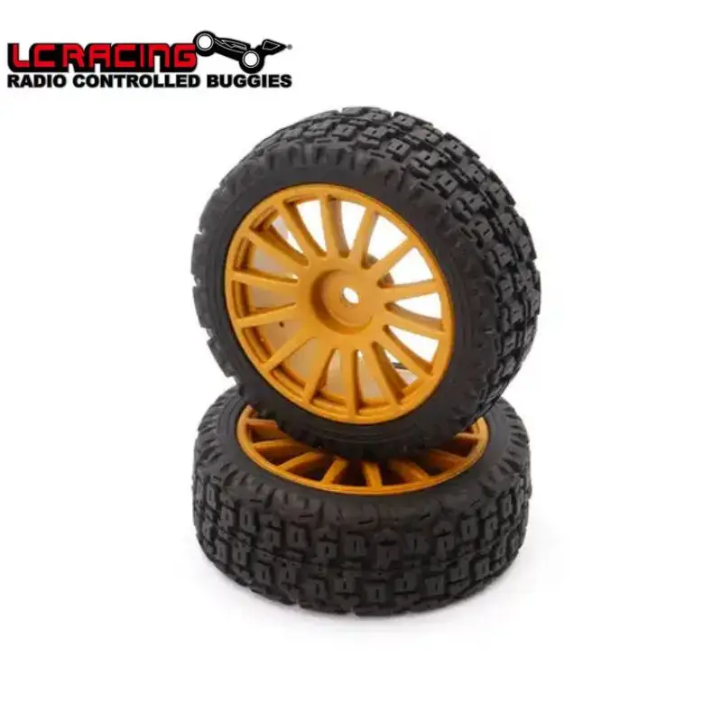 Original LC RACING For L6265 25mm 14 Spokes Rally Tires Set 2pcs Gold(12mm Hex) RC LC For EMB-RA