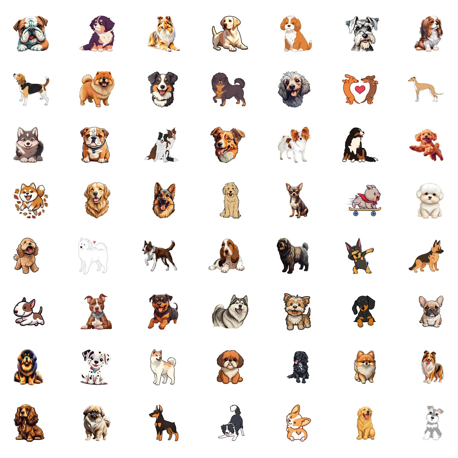 

55/110 шт. водонепроницаемые наклейки с собаками, милые мультяшные животные, граффити, декор для творчества, для ноутбуков, чемоданов, телефонов, кружек, гитар, детских игрушек