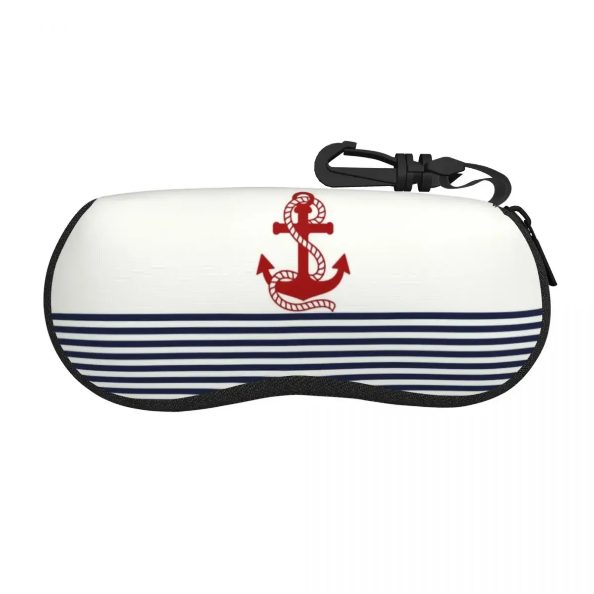 Custom Navy Blue Stripes Nautical Anchor Boat Glasses Case Fashion Shell Eyeglasses Case Sunglasses Box