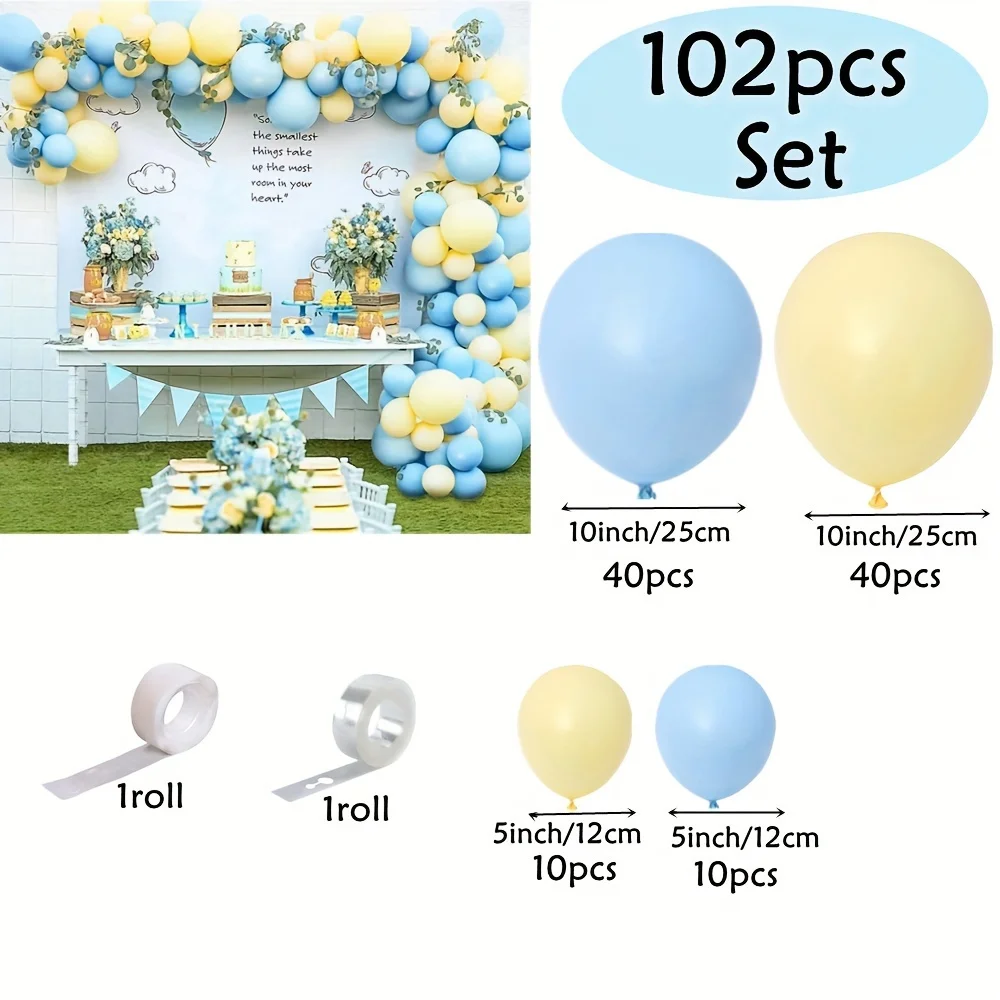 102 szt. Pastelowy niebieski żółte balony girlanda łuk zestaw urodzinowy wieczór panieński dekoracje Baby Shower pszczoła motyw balon