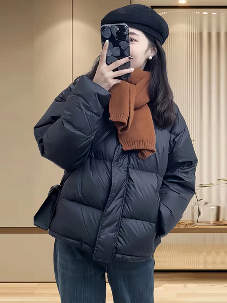 

Women's Winter Puffer Jaet Thi Warm Casual Bread Sle Coat Korean Version Loose Fit Cotton Inner ket Zipper Closure