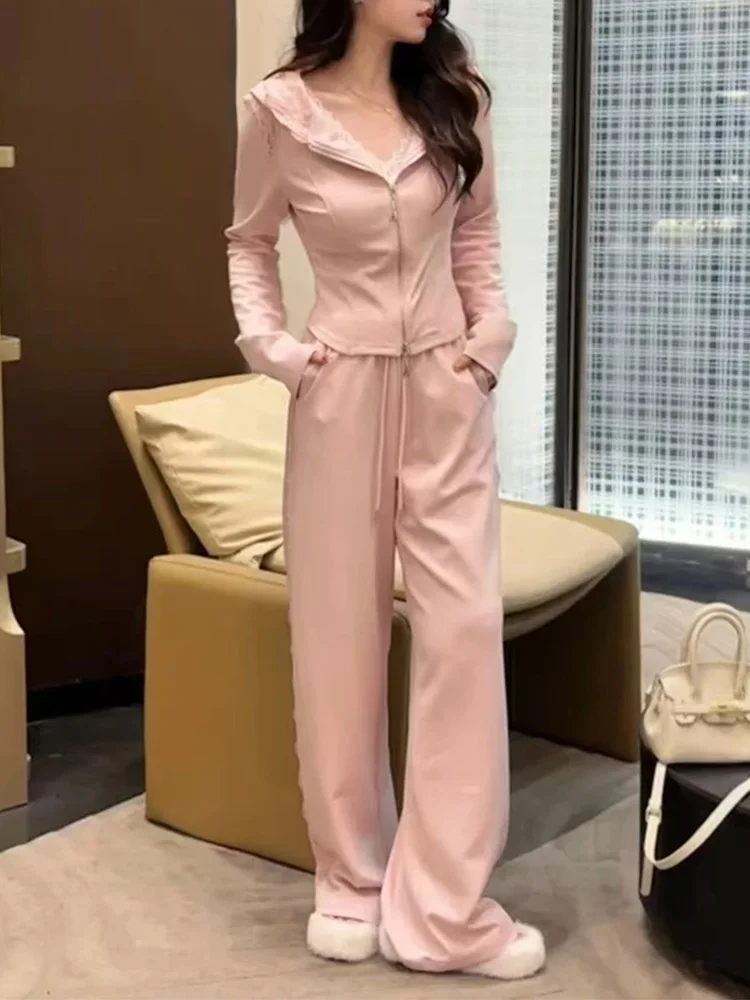 

Women's Spor Casual Hoodie Set Early Autumn 2026 New High-End Slim Fit Two-Piece Suit Long Sve Zipper Closure Long Pants