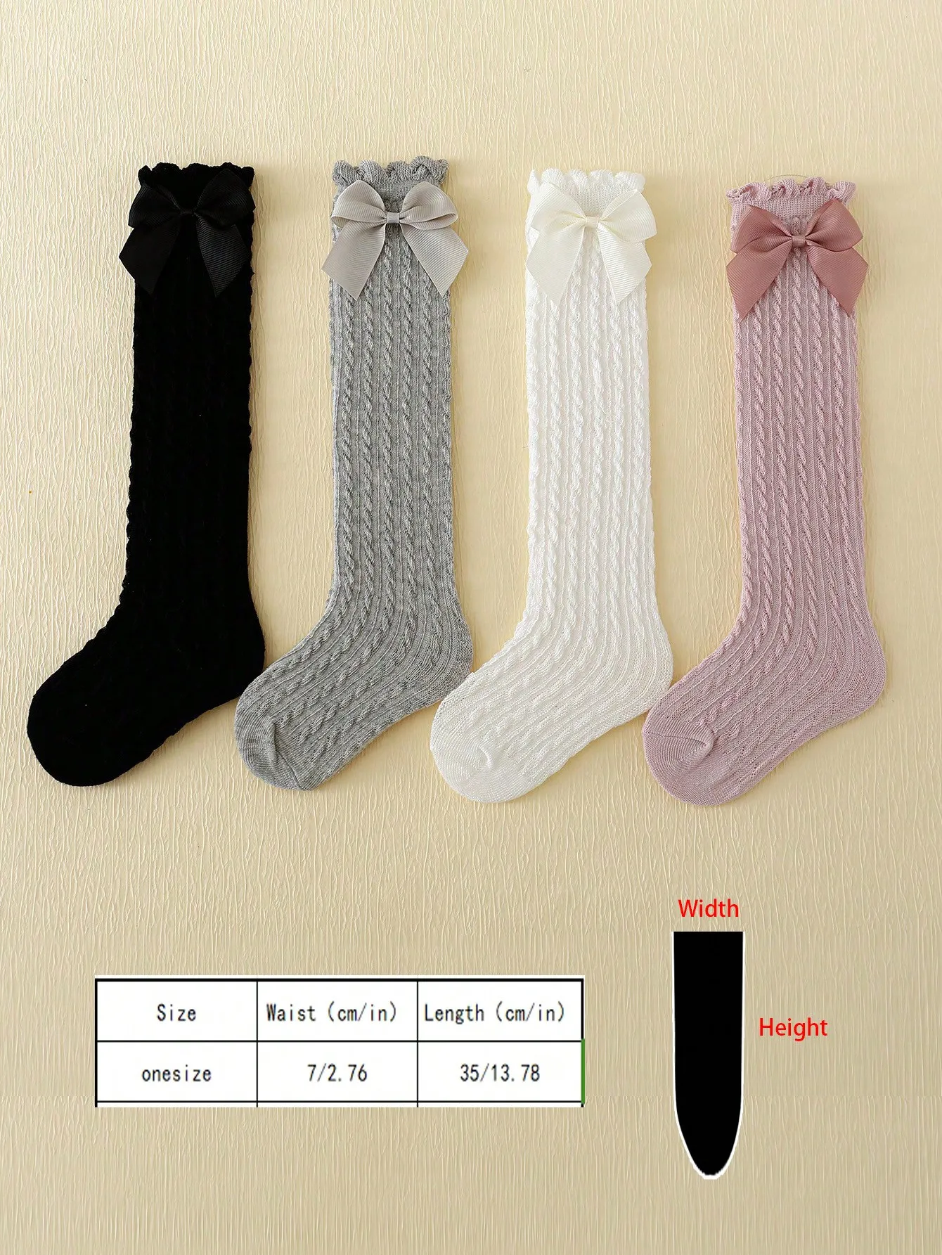 Autumn Kids Knee High Socks Baby Girls Bowknot Long Sock Soft Cotton Solid Children Princess Socken For 0-10 Years