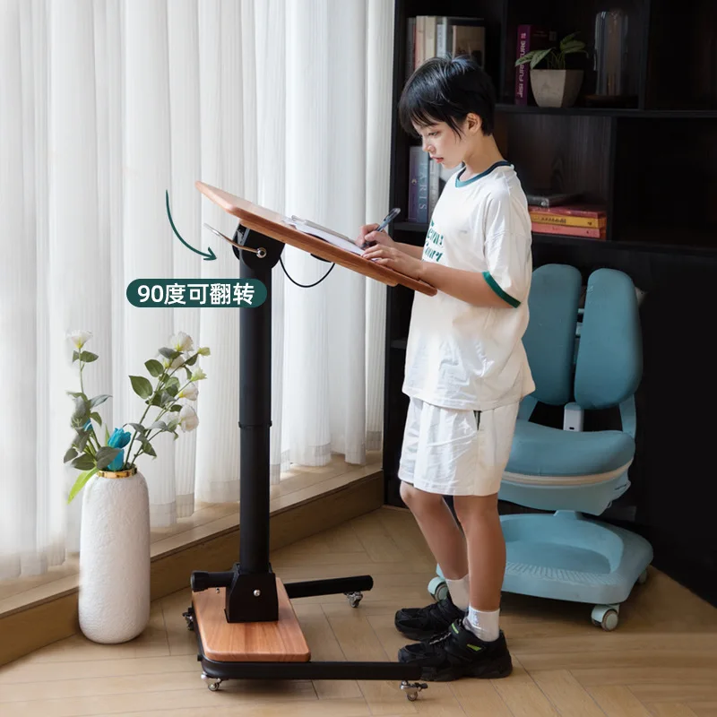 Solid wood children's study table Small apartment desk Bedside desk Mobile computer desk Writing table Foldable