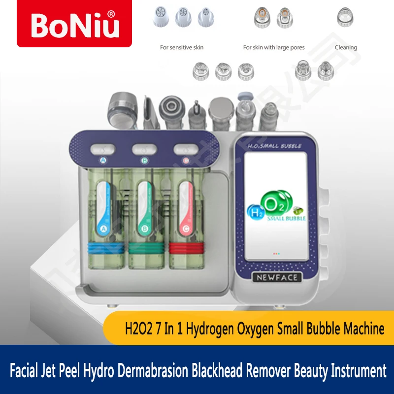 

2024 H2O2 7 In 1 Hydr Oxygen Small Bubble Machine Facial Jet Peel Hydro Dermabrasion Blackhead Remover Beauty Instrument SPA