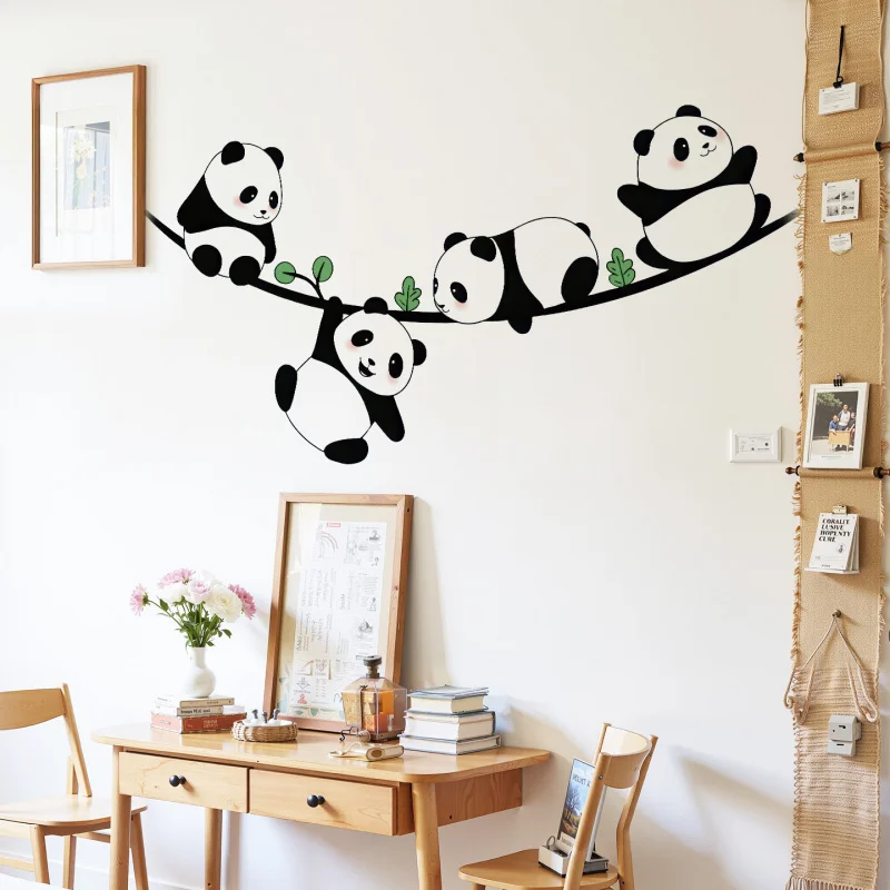 

Panda on Vine Animal Children's Room Background Wall Decoration Sticker Self-Adhesive Removable