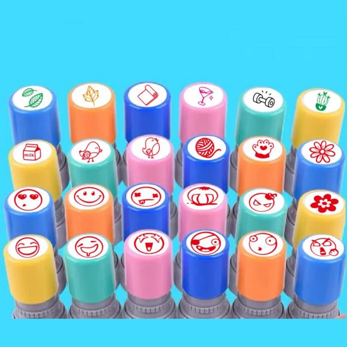 Mini stamps, self ink stamps, Christmas,stars, cactus, smiling face stamps, photosensitive chapters, rewards for children, gifts