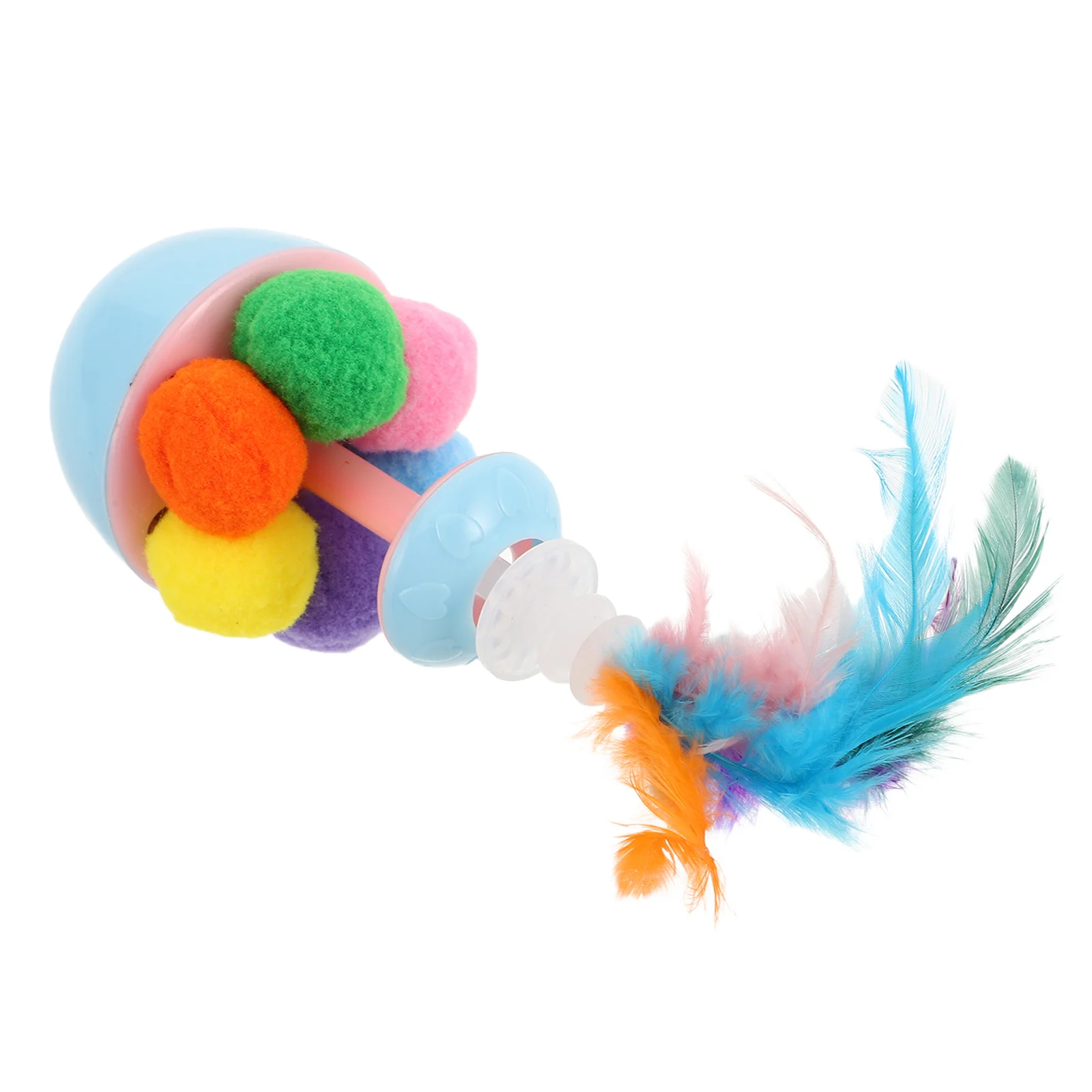 

Interactive Cat Teaser Tumbler Pompom Ball Infused Catnip Stimulates Hunting Instinct Independent Play Indoor Exercise All Ages