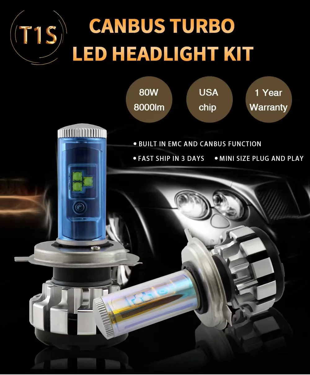 2PCS car headlights H1 H4 H7 LED H8 H11 9005 HB3 9006 HB4 9012 Hir2 9008 H13 LED bulbs Canbus car kit H7 fog lights