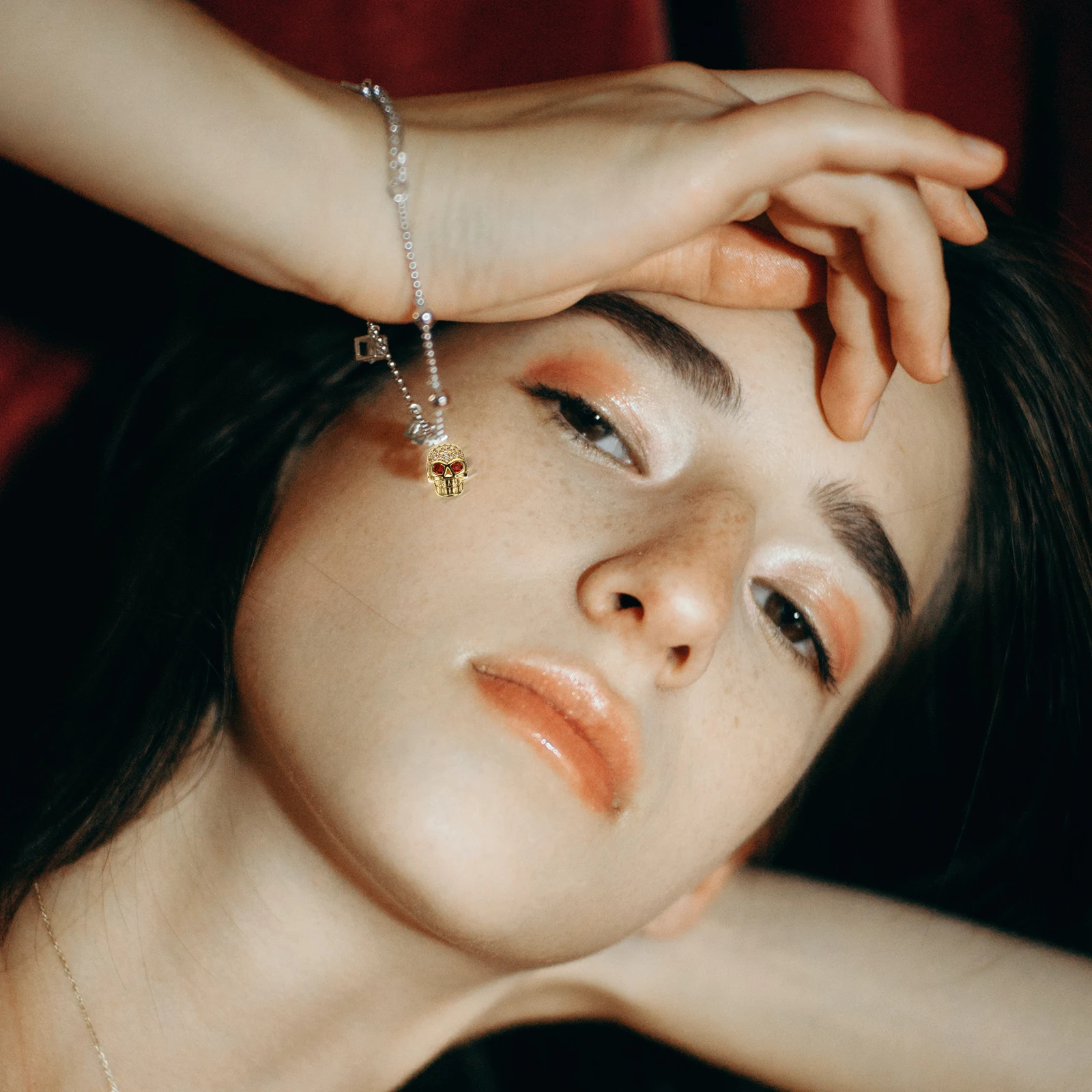 

12pcs Skull Shaped Beads Craft Making Spacer Charms Copper DIY Jewelry Decorative Beads Stringing Counting Color Sorting