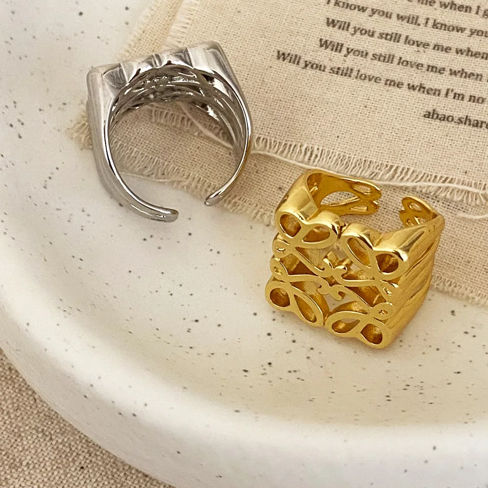 تصميم متخصص صغير، نمط مجوف مربع، خاتم عصري وراقي، فاخر خفيف، مجوهرات رائعة وعصرية لـ wo #3