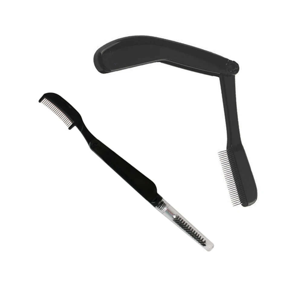 Peine de cejas plegable de acero inoxidable para mujeres y niñas, cepillo de aseo portátil, herramienta de maquillaje, 2 uds.