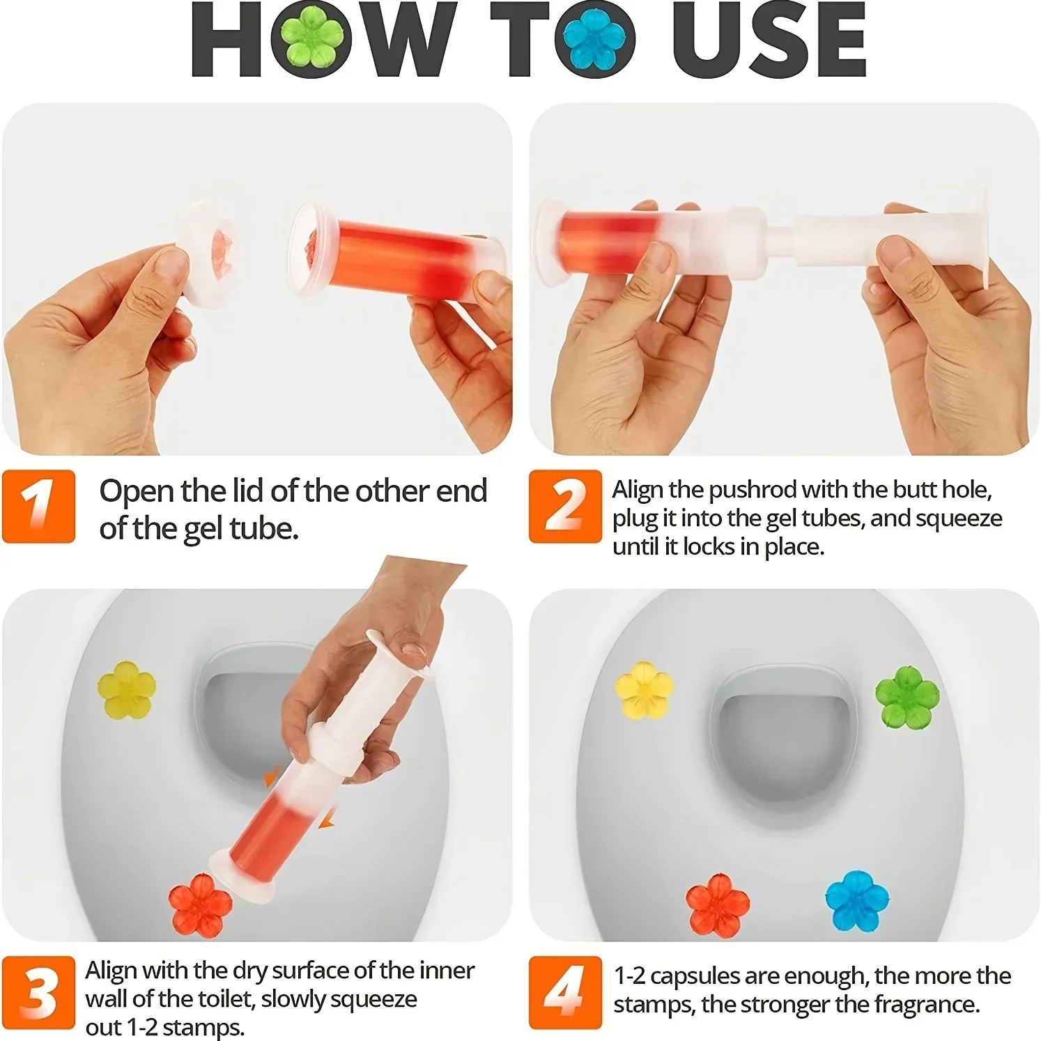 1Pcs Toilet Bowl Cleaner Gel Flower Petals-Long-Lasting Freshness,Odor Eliminator,Deodorizing Bathroom Stickers for Hygiene