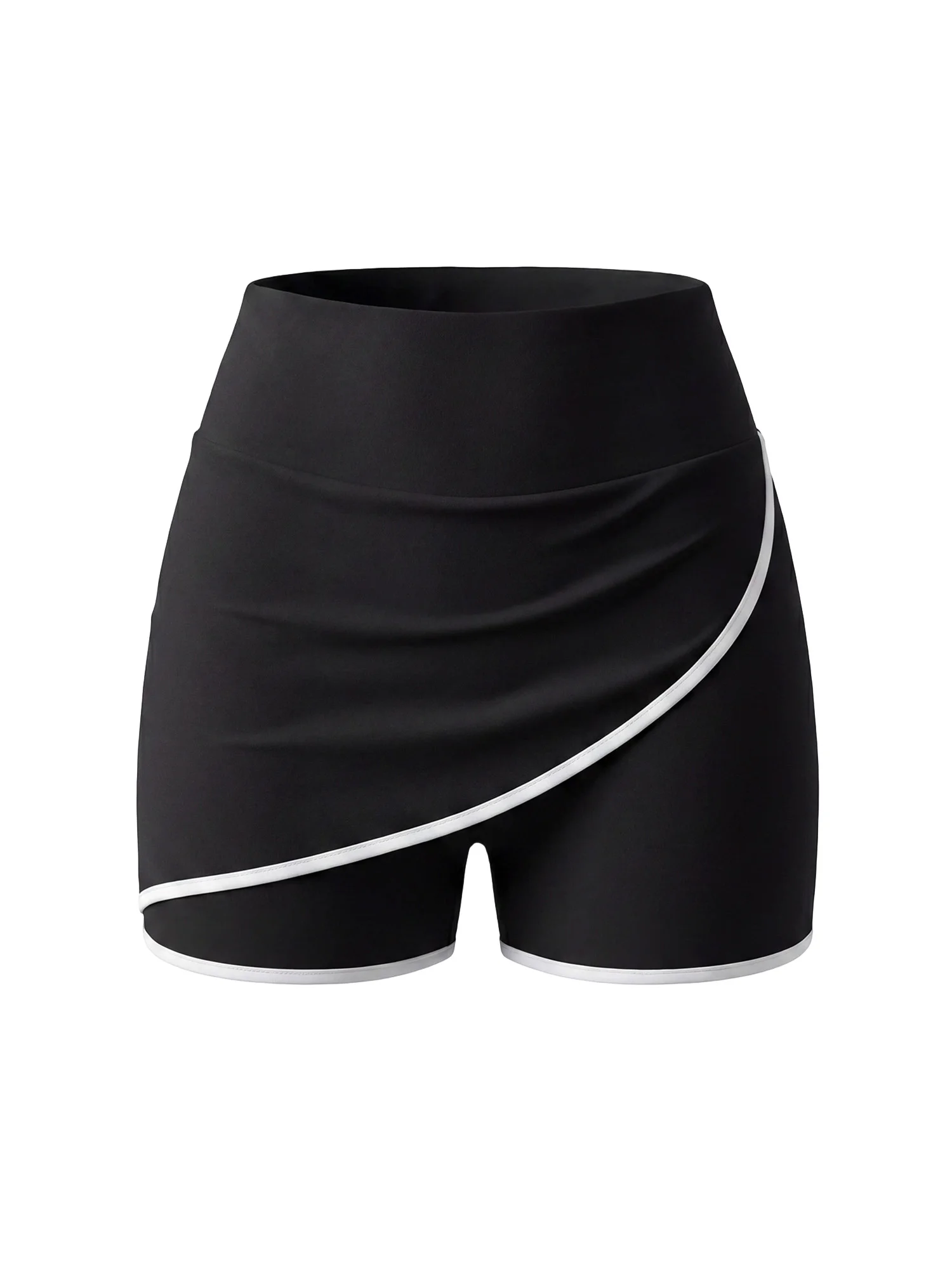 Soft Stretch Commute Bottoms Ladies High Waist White Trim All Match Daily Short Pants