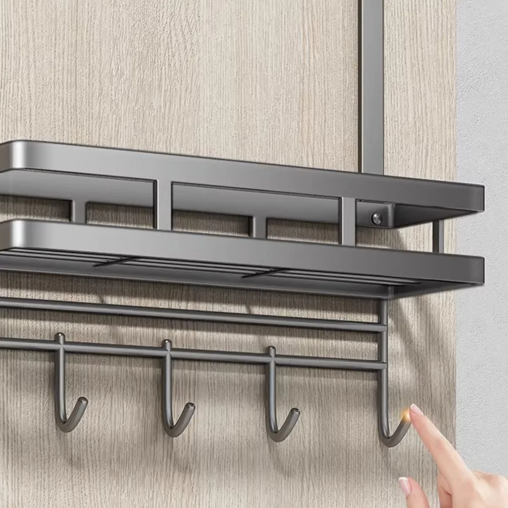 

Door Shelf Basket over The Rack Detachable Installation-free Storage Multifunctional High Carbon Steel Hook Gray