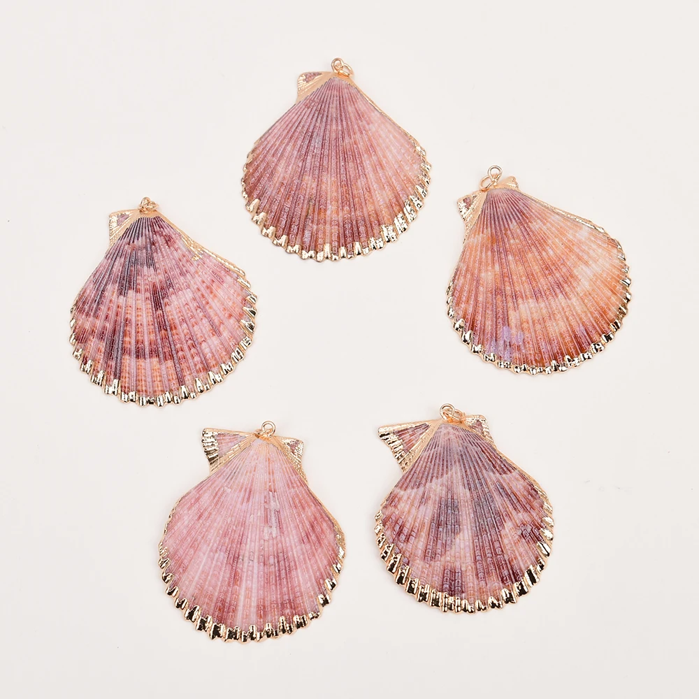 APDGG 5Pcs Natural Sea Shell Scallop Pendants Charms For DIY Necklace Bracelet Anklet Furniture Accessories Sewing Craft