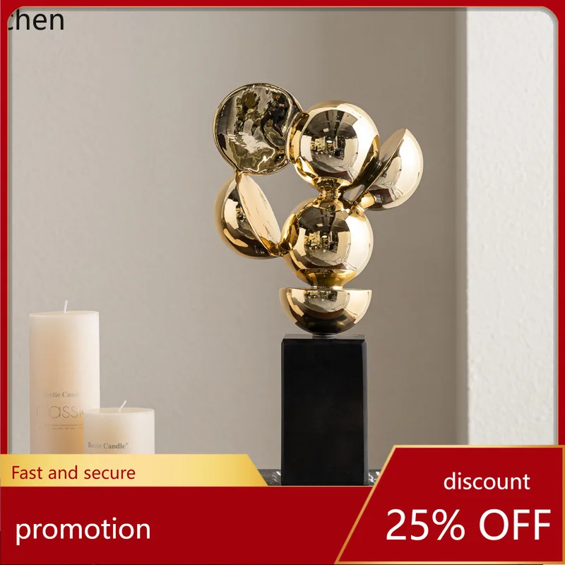 YFY الحديثة الخفيفة الفاخرة مطلي الذهب هندسية مجردة النحت الصغيرة الراقية الديكور نموذج غرفة خزانة التلفزيون #1