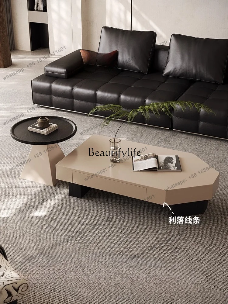 Customizable Prism coffee table wabi wind living room Italian light luxury high-end special-shaped paint simple tea table