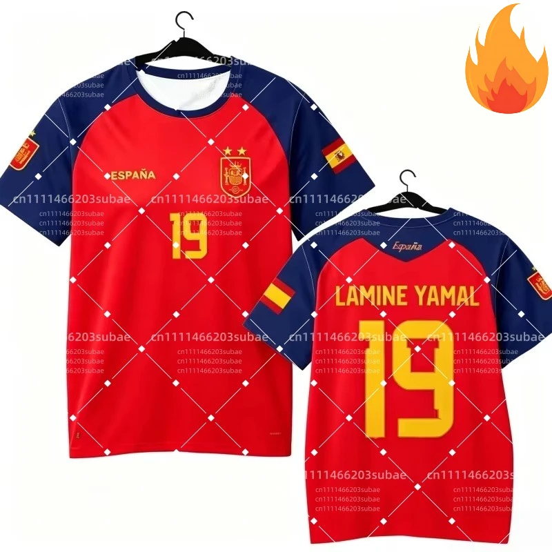 2026/27 3D Print Short Sleeve Spain Themed Football Jersey Polyester Quick Dry Unisex Tee Hot Selling Casual T Shirt New Y2k