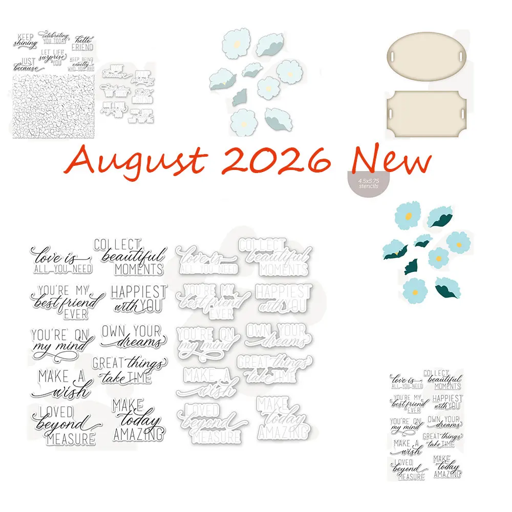 August 2026 NEW Light Blue Fresh Floral Soft Healing Handwritten Sentiment Crack Clear Stamp & Metal Cutting Die Set