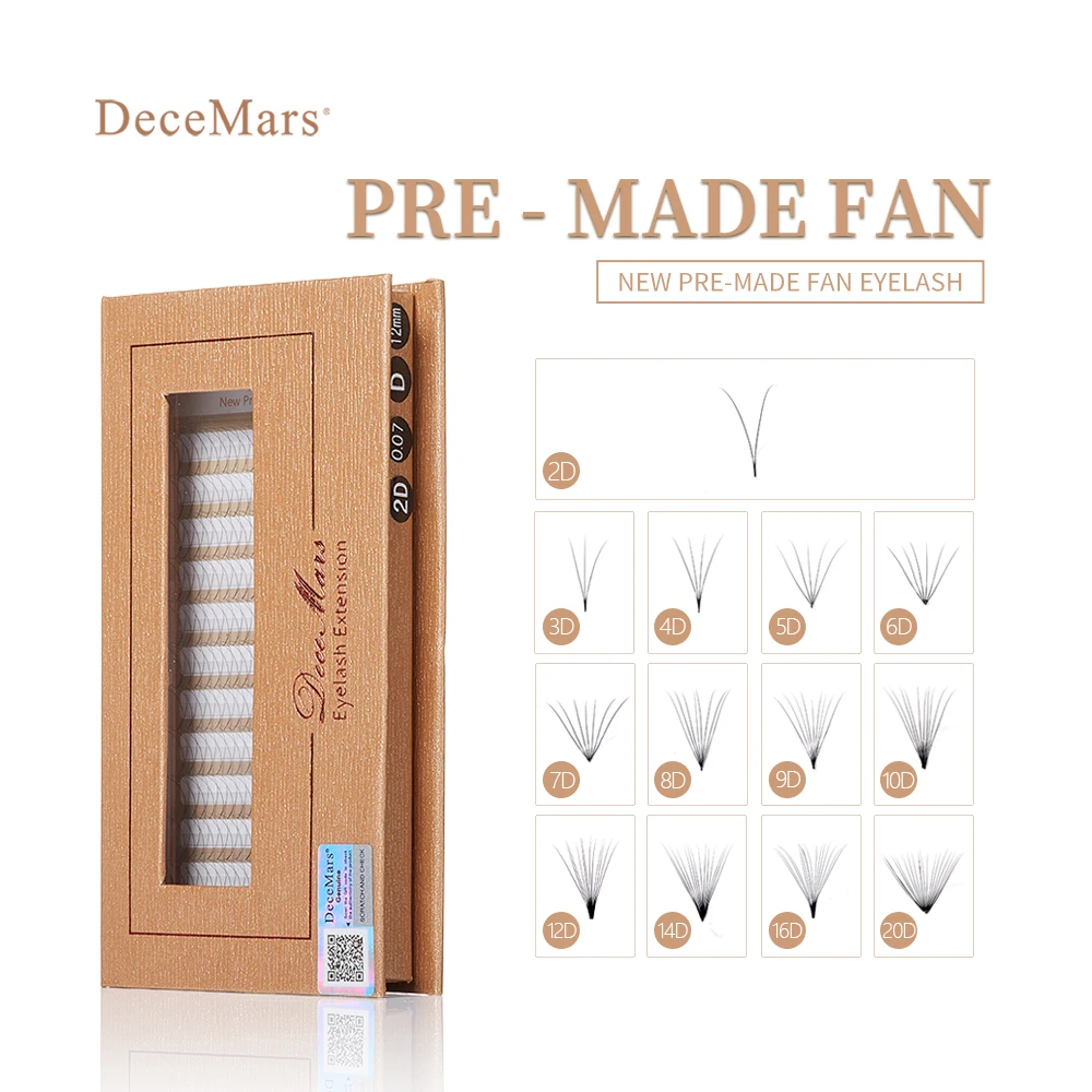 DeceMars Novo cacho de CD de cílios pré-fabricados 0,05 mm (12 linhas/bandeja)