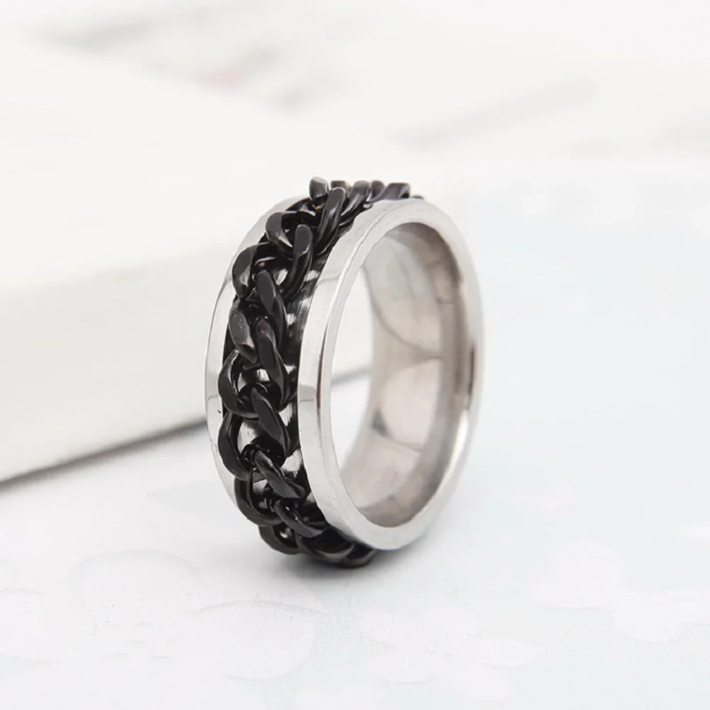 

Color Changing Metal Ring Black Size 7 Simple Round Stylish Fashion Finger Ring for Man Boy Unique Transfer Luck Jewelry