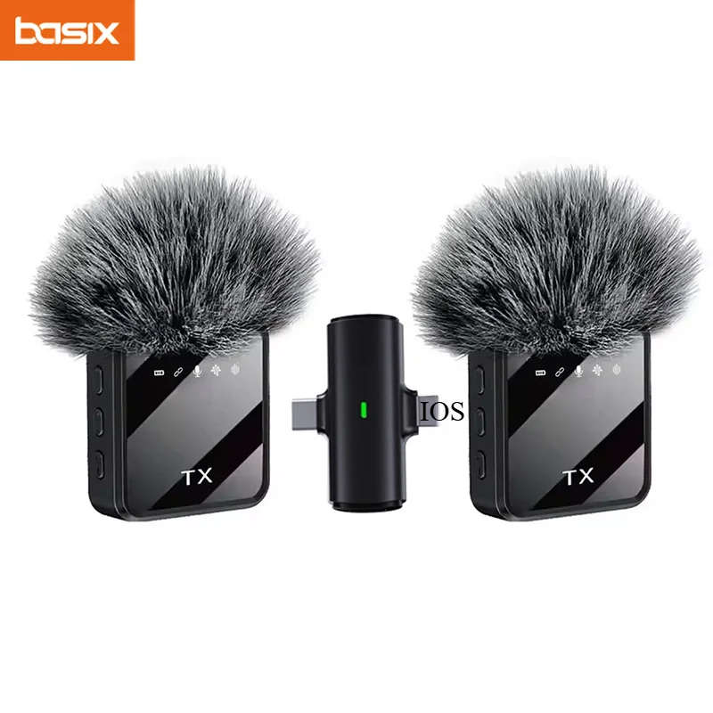 Micrófono inalámbrico mini para iPhone, Android, cámaras, entrevistas, vlogs, cancelación de ruido, micrófono de solapa