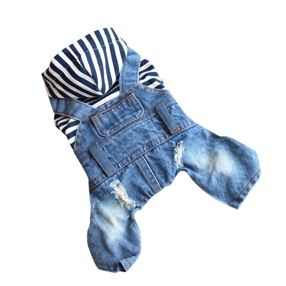 

Cute Dog Costumes Dress Jumpsuit Jumper Full Coverage Clothes for Puppies Denim