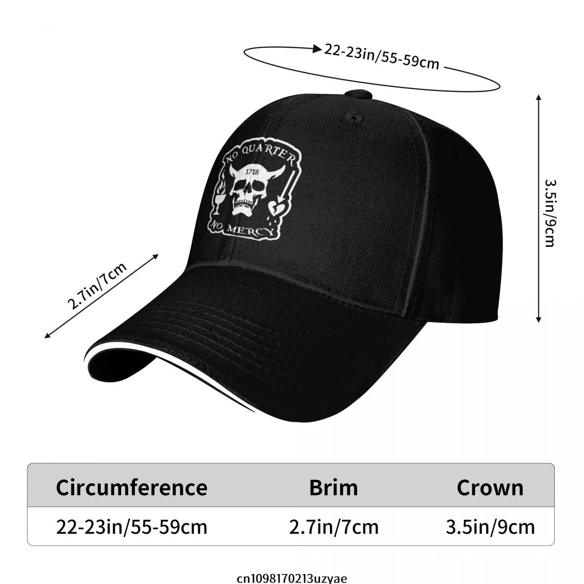 Geen Kwart 1718 Piraat Schedel Baseball Caps Hip Hop Sandwich Cap Mannen Vrouwen Verstelbare Outdoor Sport Hoed