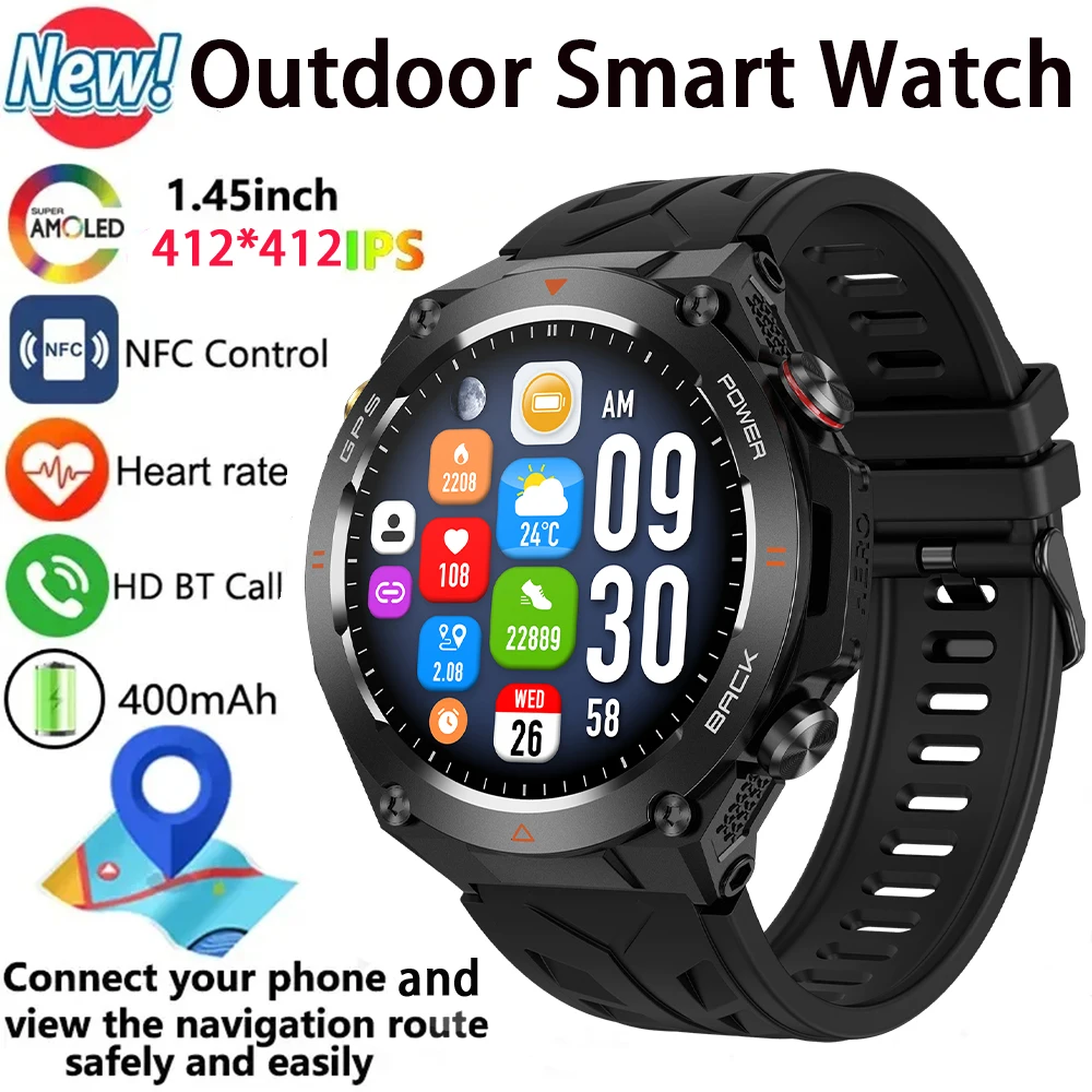 2024 Smart Watch GPS Sports Trajectory Bluetooth Call Heart Rate Health Monitoring Compass 1ATM Waterproof Fitness SmartWatches