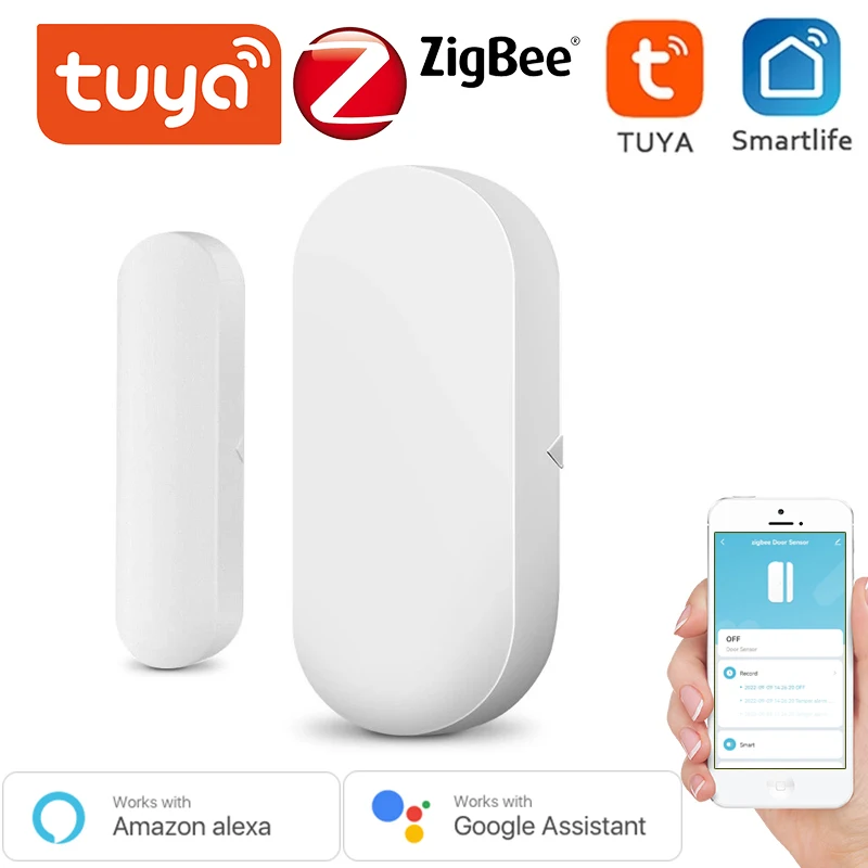 Capteur d\'ouverture de porte/fenêtre Tuya Zigbee, détecteur de porte de Garage, fonctionne avec Tuya Zigbee Hub Alexa Google Home, sécurité pour