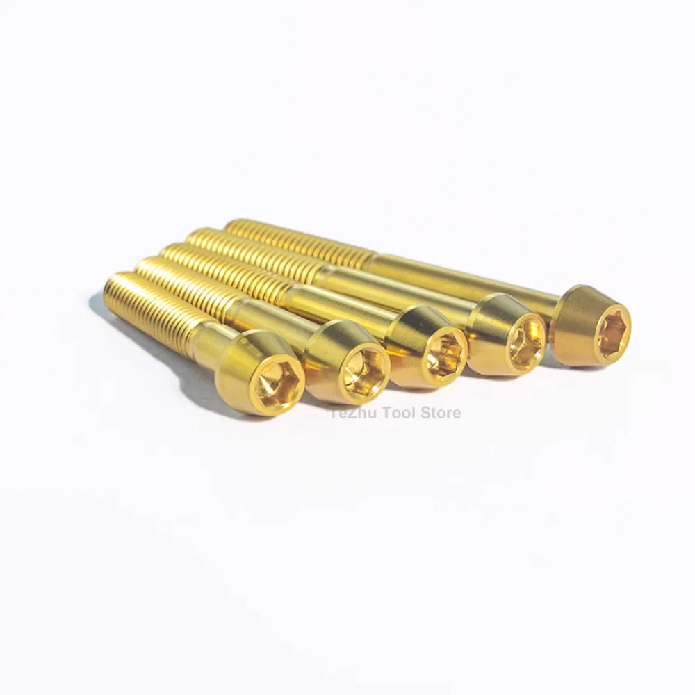 1pc Titanium Bolt M6 x 10 16 18 20 25 30 35 40 45 50 55 60 65mm Allen Key Taper Head Bolt Screw for Bicycle Stem Seatpost