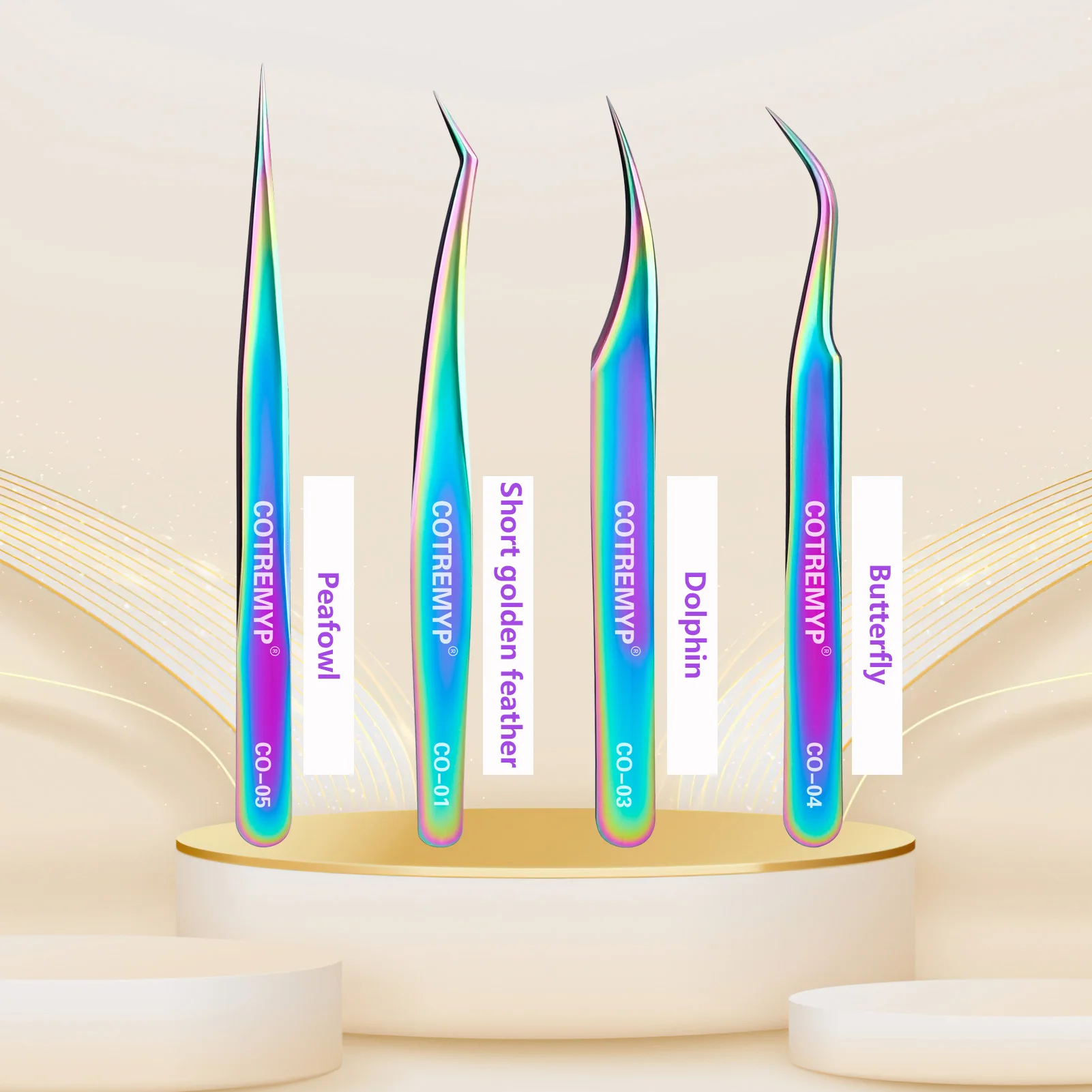 Stainless Steel Slanted Eye Brow Clips Lashes Extension Applicator Tweezers Hair Removal for Makeup Cosmetic Tool