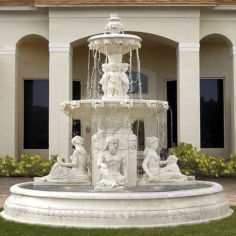 Fountain, outdoor landscape European water feature, figure sculpture, flowing water fountain decoration ornament