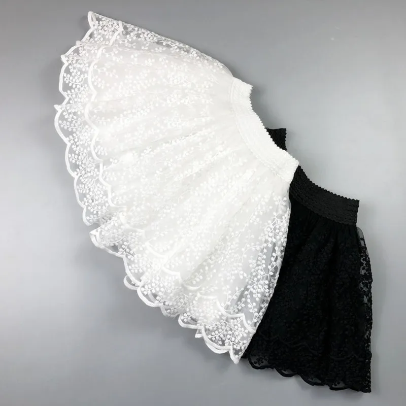 DE PEACH Baby Girls Lace Tutu Skirt Princess Style Children's Fashion Flower Embroidery Tulle Skirt for Kids Party Dance Costume
