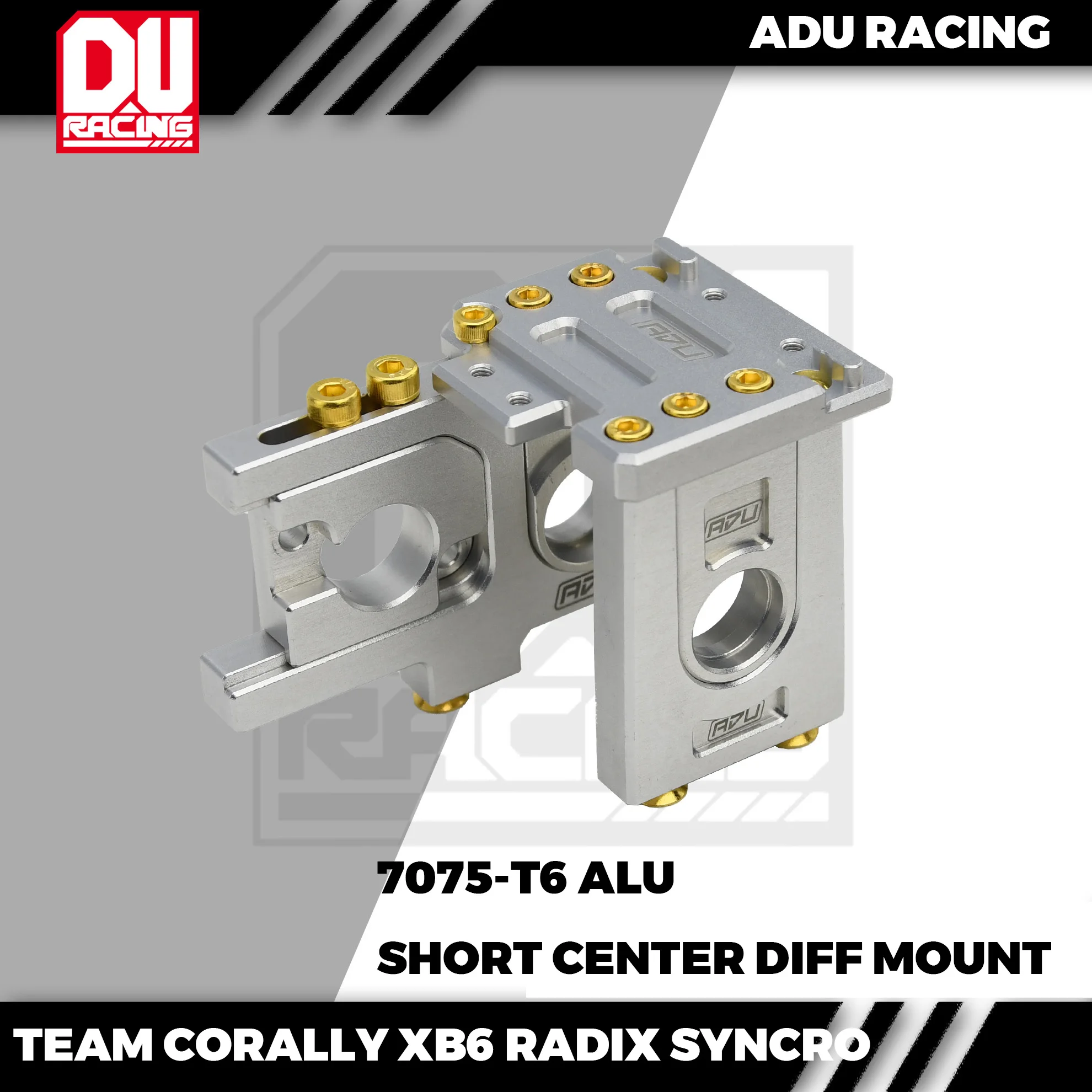 ADU Racing CENTER DIFF GEAR COVER MOUNT SET CNC 7075 T6 ALUMINUM FOR TEAM CORALLY SPARK XB6 RADIX SYNCRO