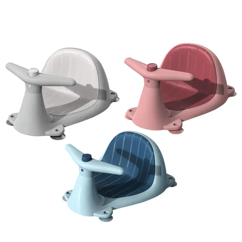 Silla de baño para bebé con forma de ballena de dibujos animados, Asiento de baño antideslizante para bebés, asientos de baño de seguridad con rociador de agua