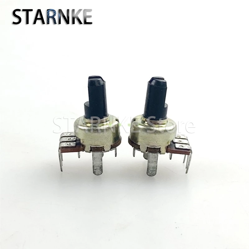 5PCS 12 Type B20K Bend Feet Vertical 3-Pin Single Radio Amplifier Audio Volume Potentiometer D Shaft Length 11mm