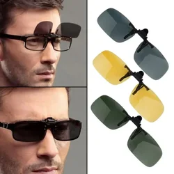 Glasses Yellow Driving Night Vision Clip-on Flip-up Lens Sunglasses Cool Eyewear Clip on Lens Anti-UV 400 Unisex for Women Men