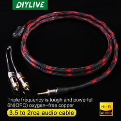 DIYLIVE HiFI Fever grade 3.5mm one minute two audio cable pure copper 3.5rpm dual Lotus mobile HiFi audio cable