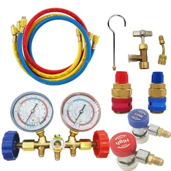 Freon r134a Refrigerant Diagnostic Manifold Gauge Set Air Conditioning Tools with Hose and Hook for R12 R22 R404A R134A R502