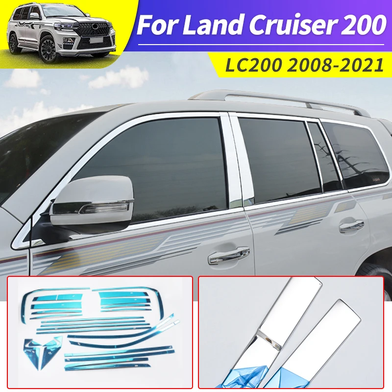 For Toyota Land Cruiser 200 2008-2021 2020 2019 Window Stainless Steel Decoration LC200 FJ200 Car Body Modification Accessories