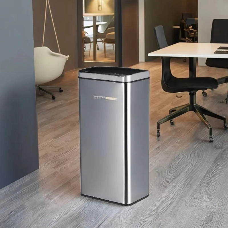 Europe's best-selling 48-liter 13-gallon stainless steel automatic trash can with lid, suitable for indoor kitchens and offices