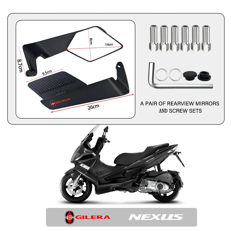 Aerodynamic Design Motorcycle fixed Wind Wing Rearview Mirror For Gilera GP800 Fuoco Nexus 500 Runner 125 200 NEXUS250