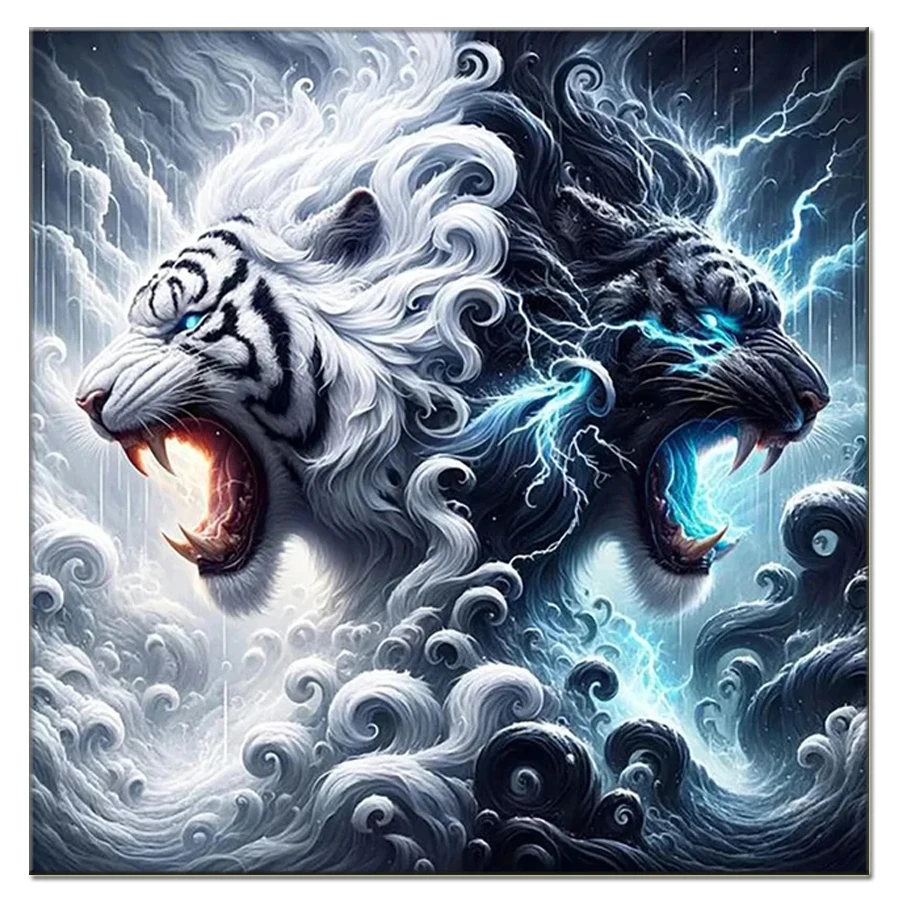 Diamond Embroidery yin-yang animal 5D DIY Diamond Painting abstract Tiger Full Drill Mosaic Painting Cross Stitch home Decor