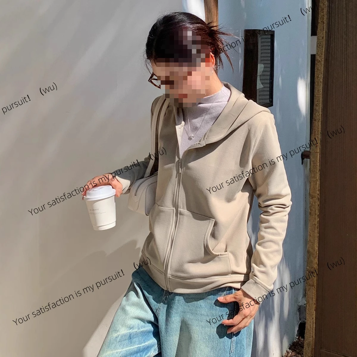 ZOCI-秋と冬のフード付きジッパー付きレディース新作無地厚手カジュアルセーターハイエンドソフトワックストップジャケット